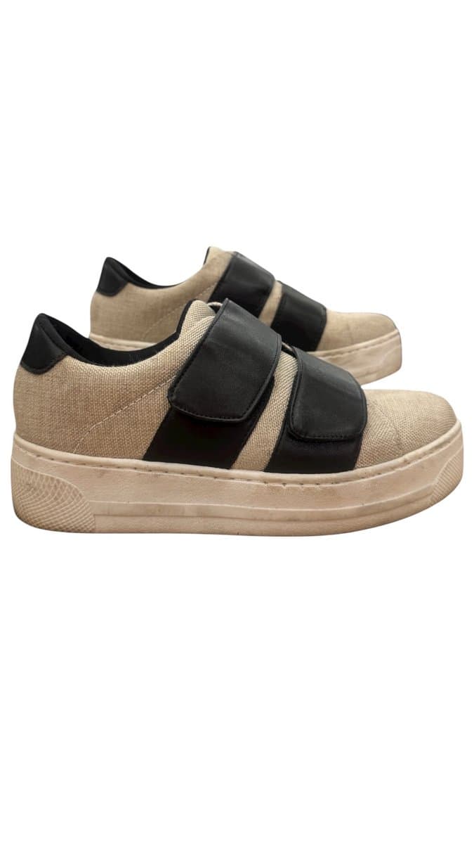 Tênis Bege/Preto Velcro Santa Lolla 37, Santa Lolla, Bege, tamanho 37