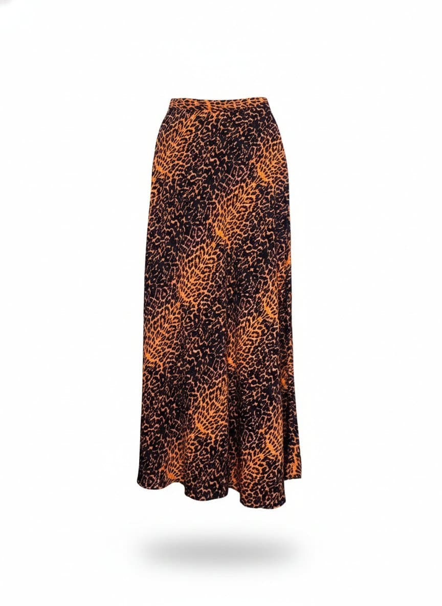 Saia Longa Animal Print Coral Foster One, Coral, tamanho M