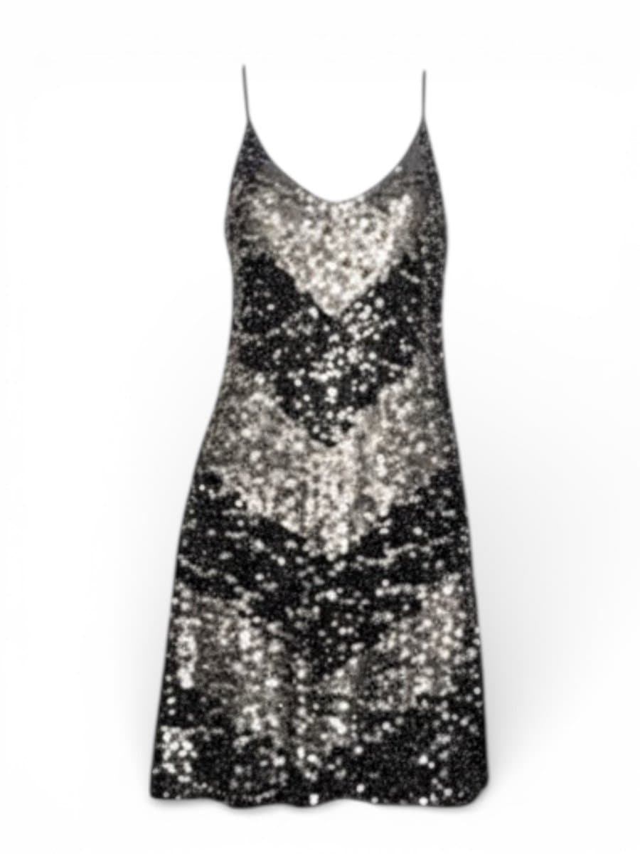 Vestido Chumbo Paetê Vintage P, Cinza-escuro, tamanho P