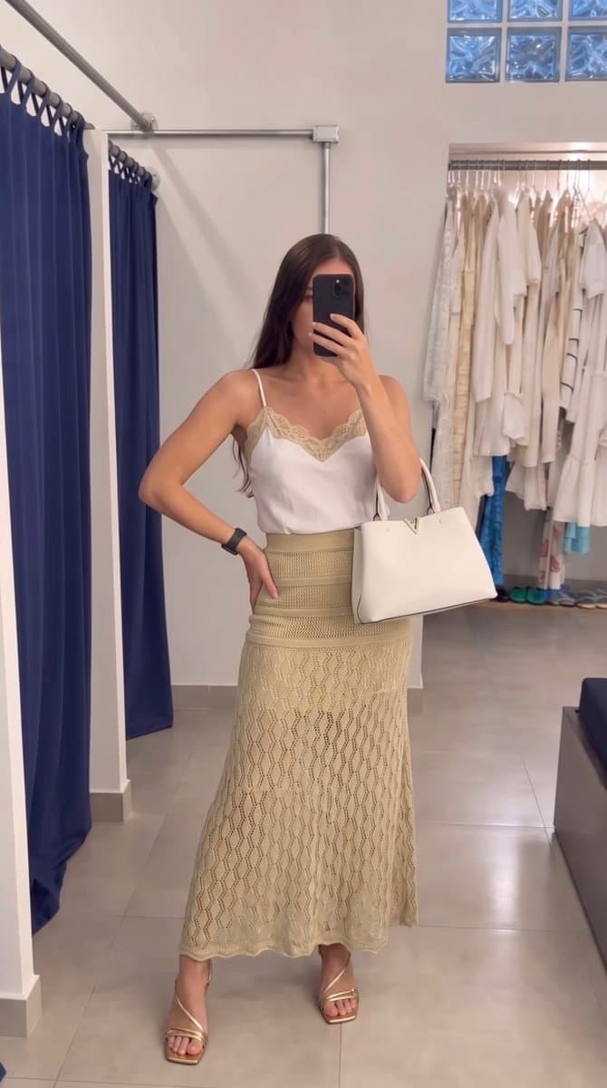 Saia Tricot Dourada Tvz P, Dourado, tamanho Não informado — foto 4