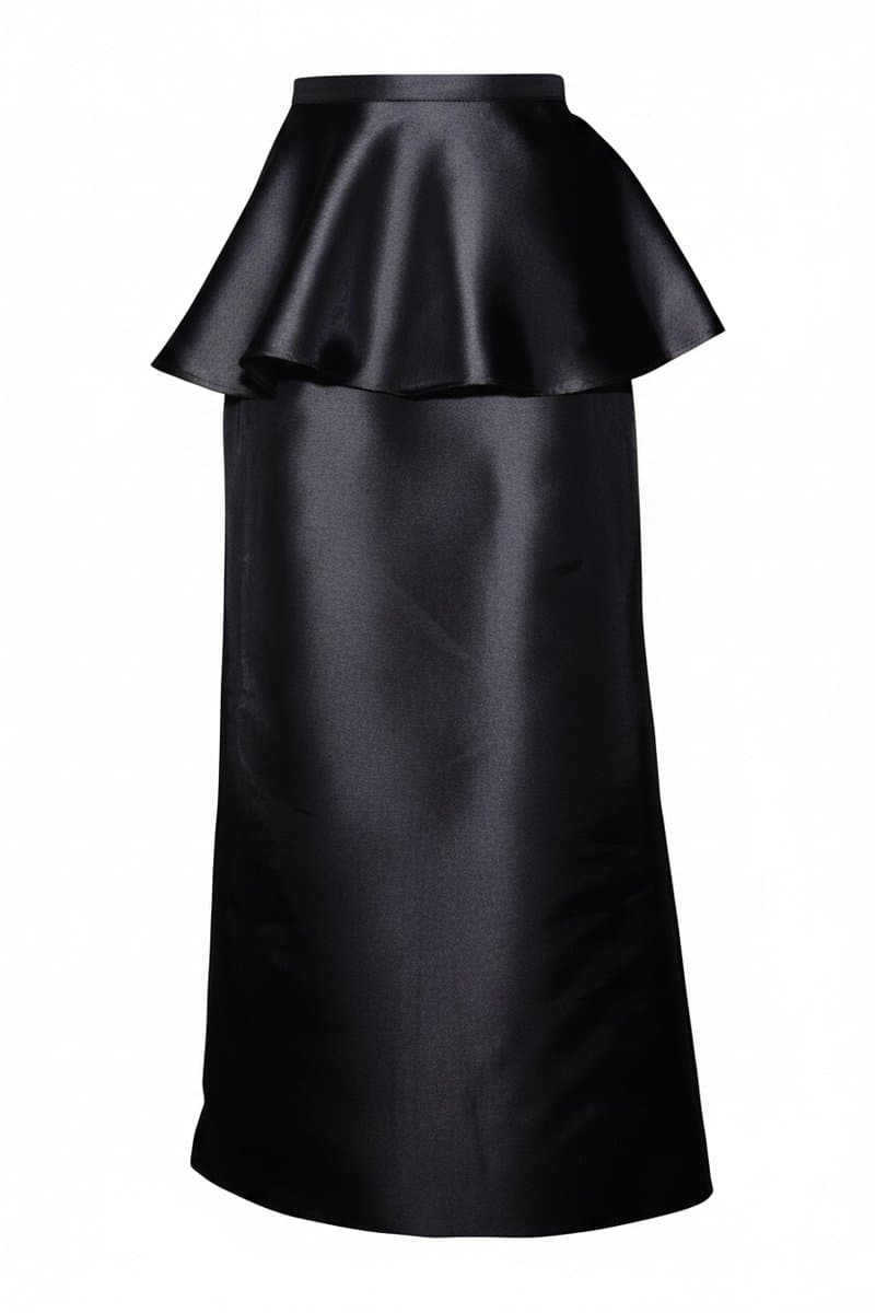 Saia Nelly Nanaminze Preta Tafeta com Pala Peplum - com Etiqueta, Nanaminze, Preto, tamanho 42