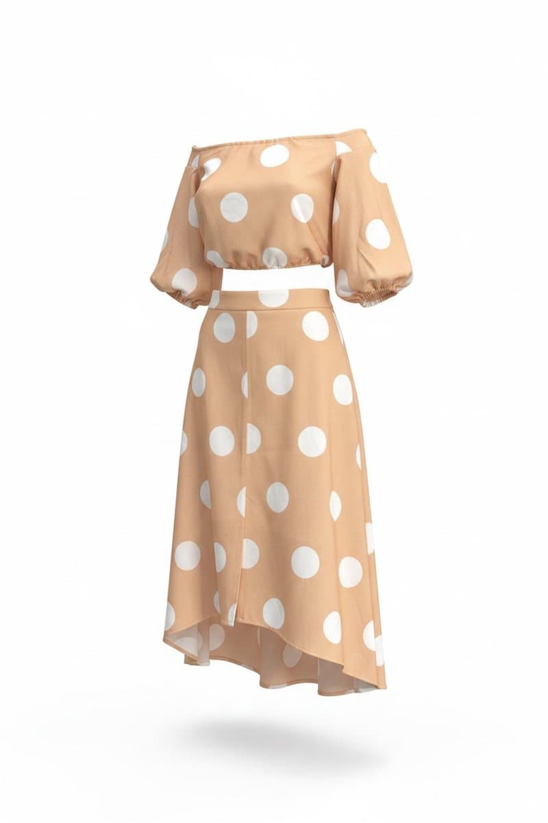 Conjunto Saia+blusa Areia Poa Fortina, Fortina, Bege, tamanho P