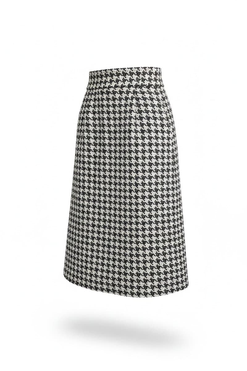 Saia Midi PB Pied de Poule Ahamix, Ahamix, Preto, tamanho P