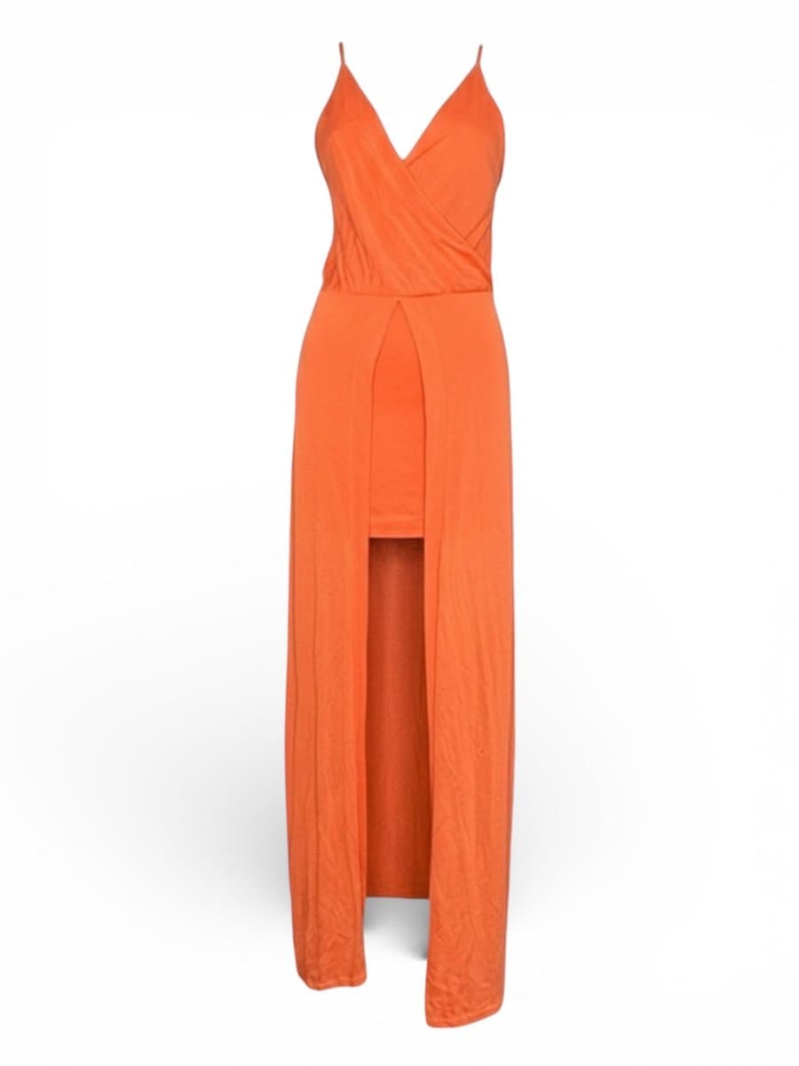 Vestido Longo Malha Coral Espaço Fashion P, Coral, tamanho P