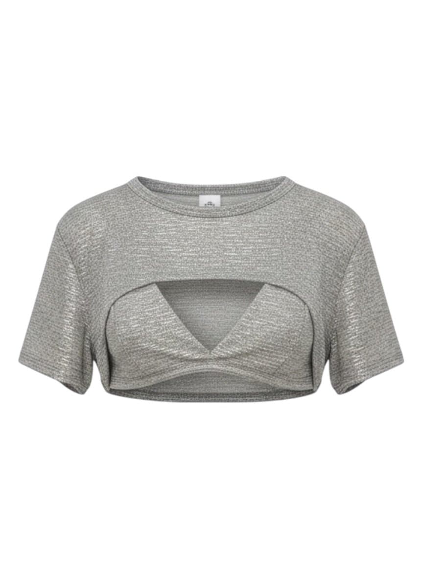Conj. Top e Blusa Lurex Prata Myft, Myft, Prateado, tamanho P