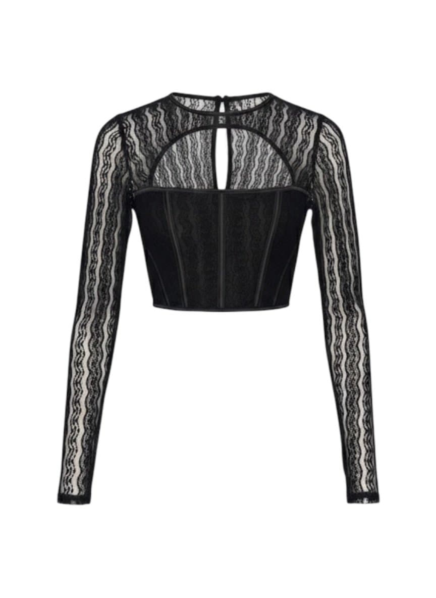 Blusa ML Renda Preta Myft-145-OFF-36, Myft, Preto, tamanho PP