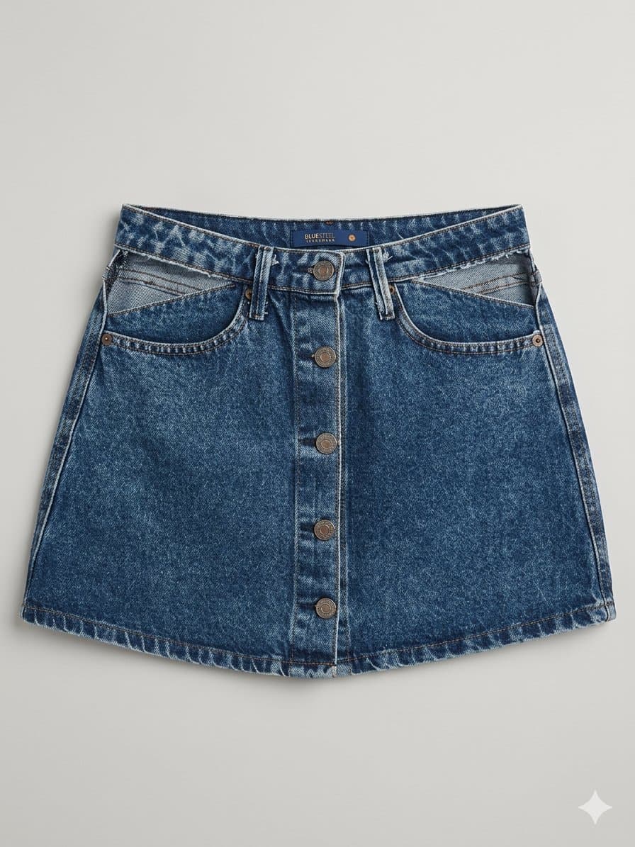 Saia Jeans Botões Bluesteel 40, Bluesteel, Azul, tamanho 40