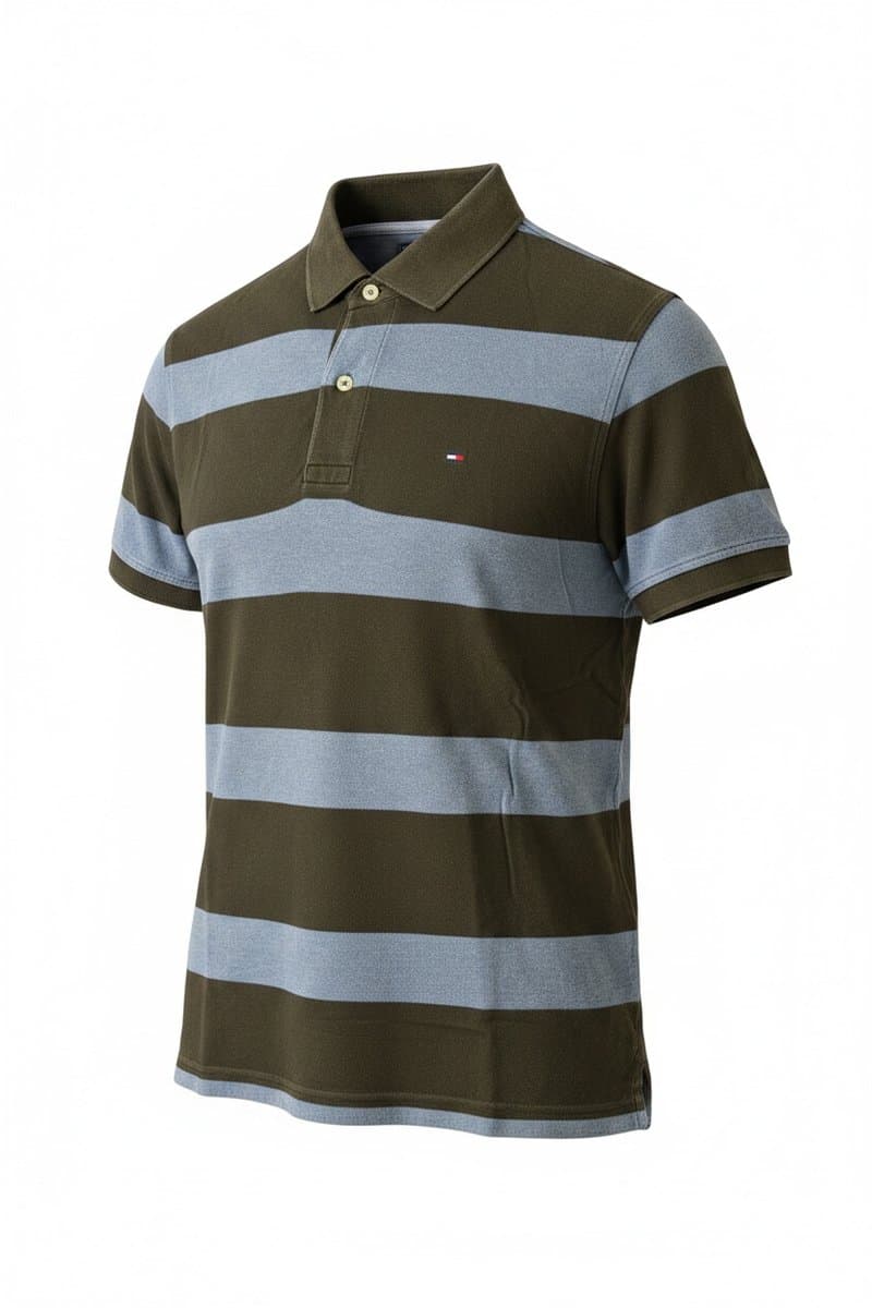 Polo Azul/Preto Listras Tommy, Tommy Hilfiger, Azul, tamanho P