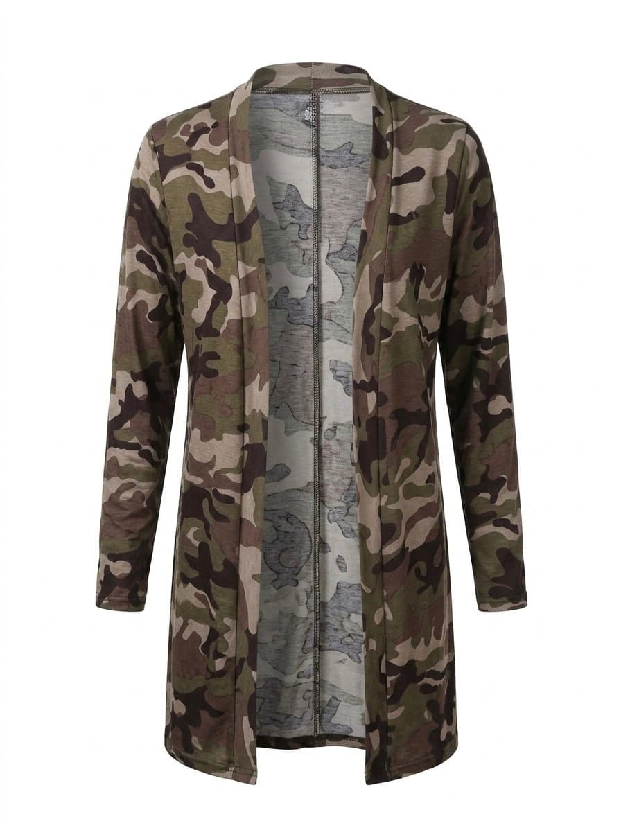 Cardigan Malha Camuflado, Estampada, tamanho UN