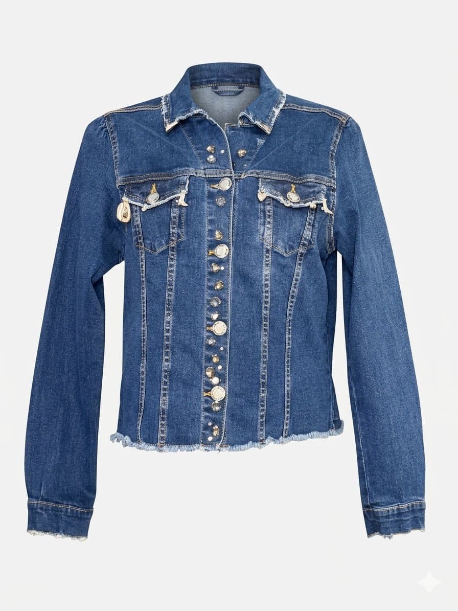 Jaqueta Jeans Bordada Country PP, Azul, tamanho PP