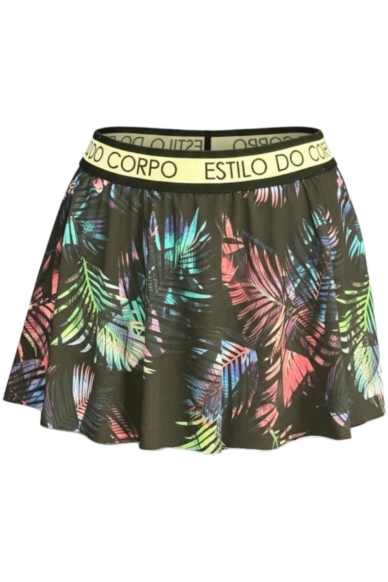 Saia Shorts Estampado Colorido com Preto Dicorpo, Dicorpo, Preto, tamanho GG