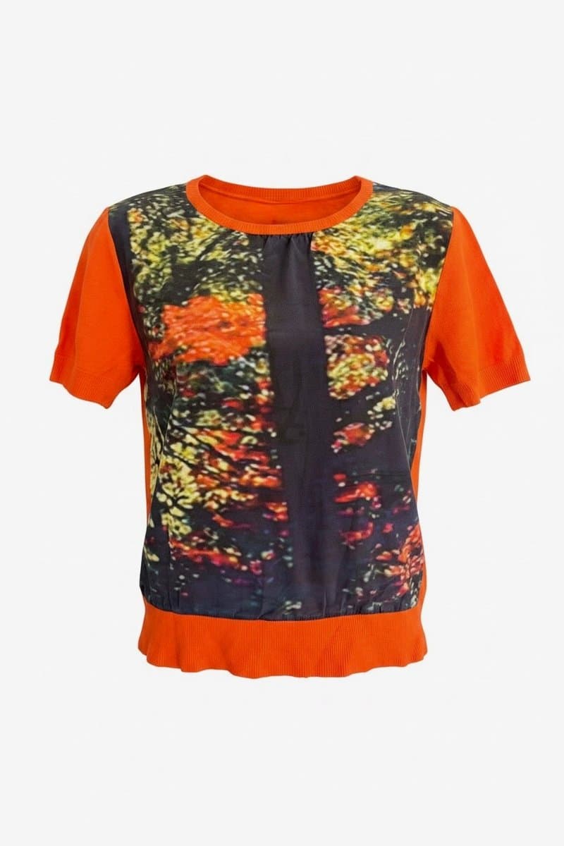 Tee Estampa+tricot Carina Duek Laranja, Carina Duek, Laranja, tamanho P