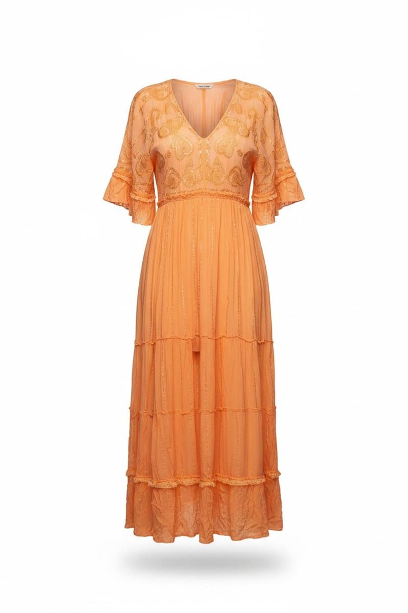 Vestido Salmão Indiano, Coral-claro, tamanho UN