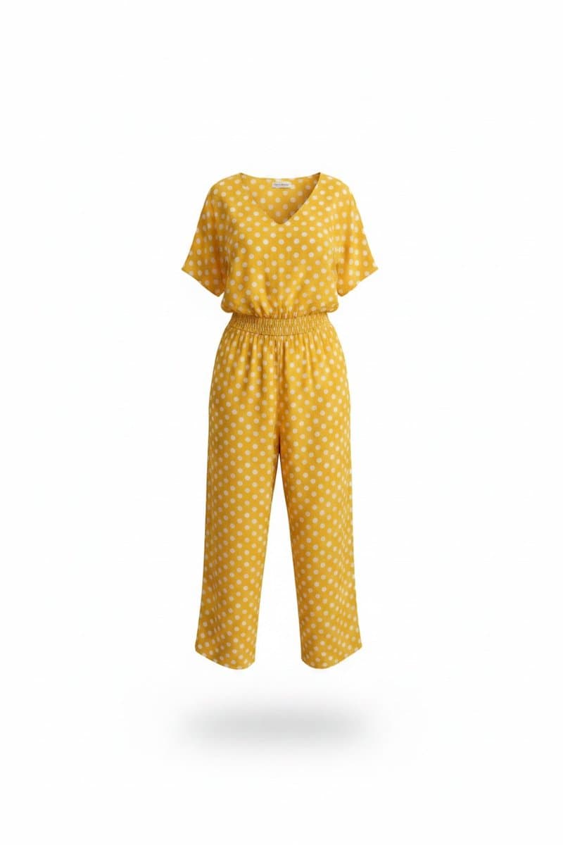 Macacão Amarelo Poa, Amarelo, tamanho UN até GG