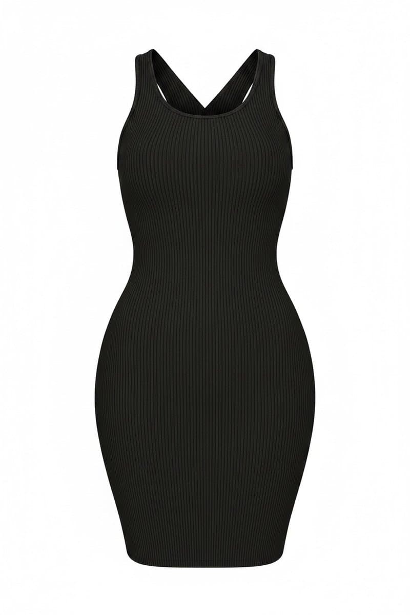Vestido Preto Malha Canelada Johnjohn, John John, Preto, tamanho P