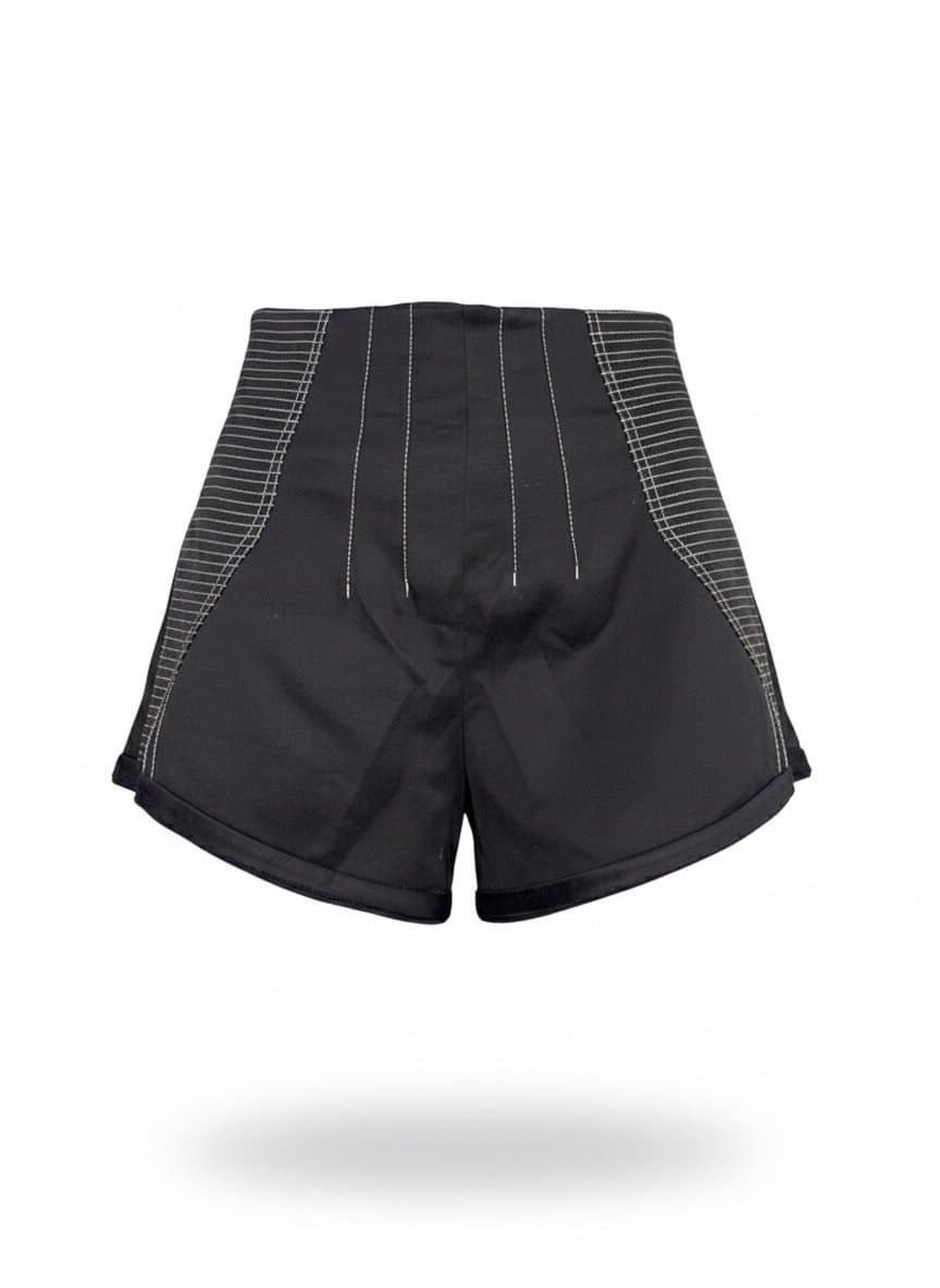 Shorts Opens Preto Pesponto Branco P, Preto, tamanho P