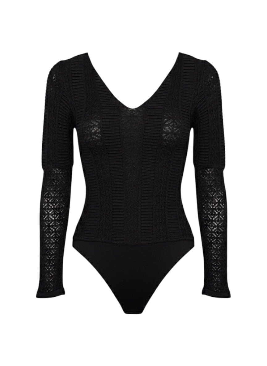 Body Tricot Preto ML Bianca Malhas M, Bianca Malhas, Preto, tamanho M