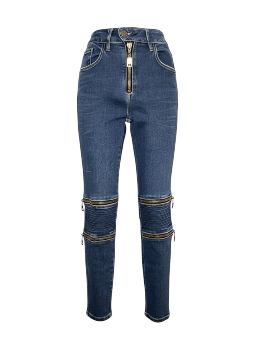 Jeans Skinny Zíper Perna Animale, Azul, tamanho 36