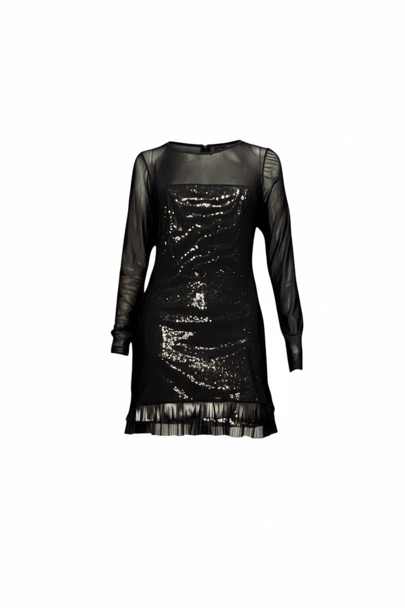 Vestido Preto Tule/Paetê ML Fruto da Imaginação, Preto, tamanho M