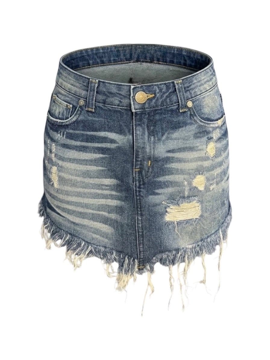 Saia Jeans Puídos Jj, Azul, tamanho 38